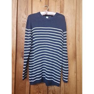 Gap Maternity Crew Neck Cotton Tunic Sweater, Large, Blue White Nautical Stripe